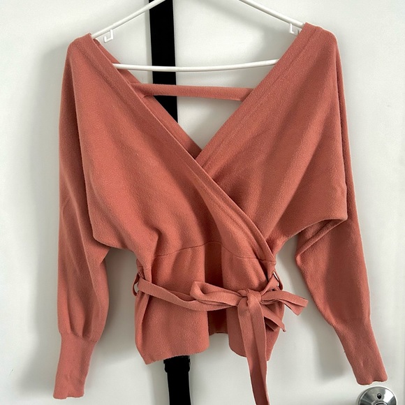 Simons Pink Tie Kimono Sweater - Picture 4 of 5